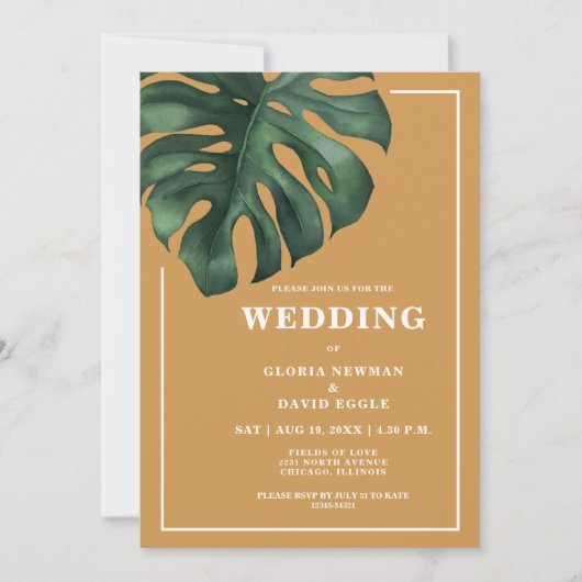 Invitation de mariage Tropical Palm Leaf Monstera (Devant)