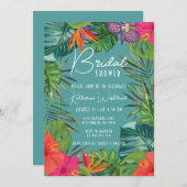 Invitation de mariage tropical sarcelle (Devant / Derrière)