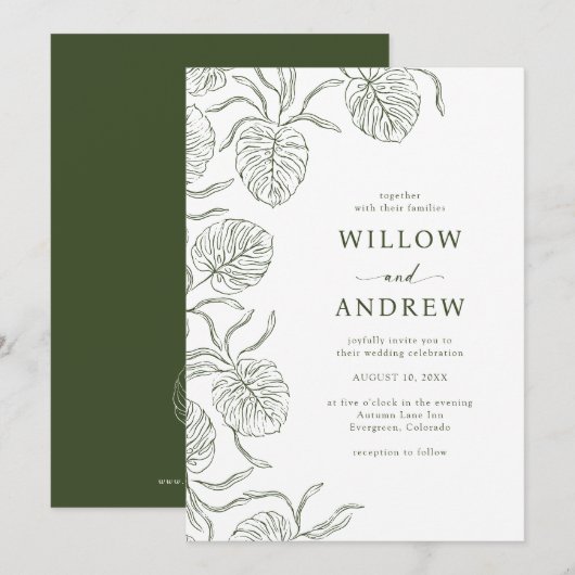 Invitation de mariage tropical simple (Devant / Derrière)