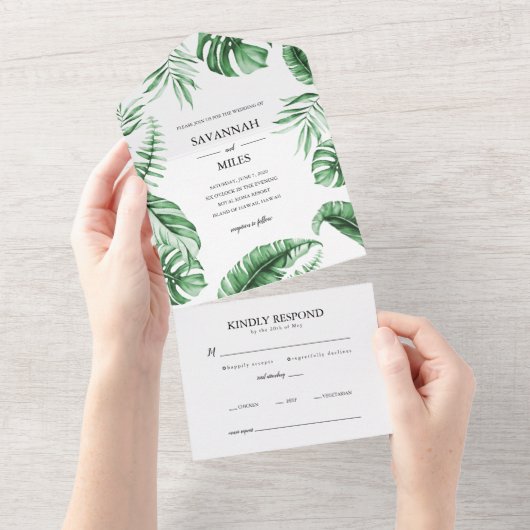 Invitation de mariage tropical tout-en-un (Déchirure)