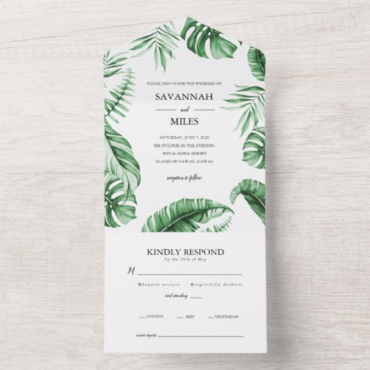 Invitation de mariage tropical tout-en-un (À l'intérieur)