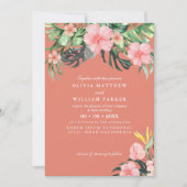 Invitation de mariage tropicale à l'aquarelle sur (Devant)