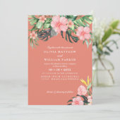 Invitation de mariage tropicale à l'aquarelle sur (Debout devant)