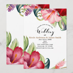 Invitation de mariage tropicale botanique florale 