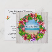 Invitation de mariage tropicale florale de plage j (Devant / Derrière)