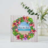 Invitation de mariage tropicale florale de plage j (Debout devant)