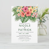 Invitation de mariage tropicale florale Hibiscus (Debout devant)