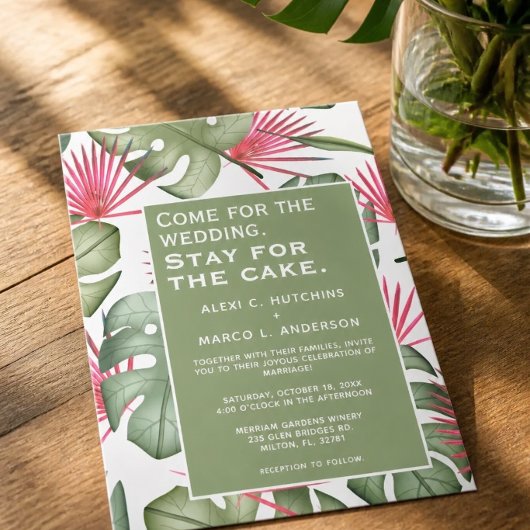 Invitation de mariage tropicale humoristique