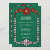 invitation de mariage turqouise avec fleurs (Devant / Derrière)