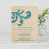 Invitation de mariage turquoise à des tourbillons  (Debout devant)