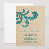Invitation de mariage turquoise à des tourbillons  (Devant / Derrière)