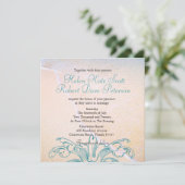 Invitation de mariage Turquoise de la mer Vintage (Debout devant)