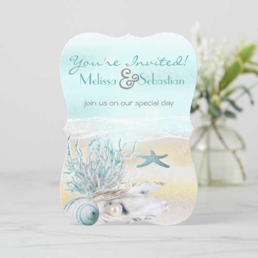 Invitation de mariage Turquoise Dream Shore Beach (Debout devant)