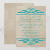 Invitation de mariage turquoise et élégant (Devant / Derrière)