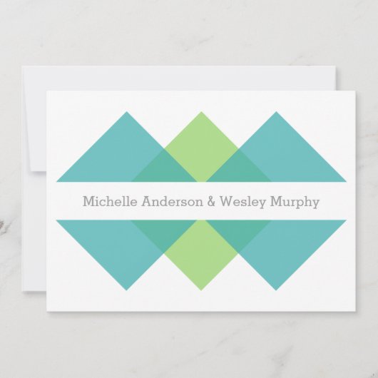 Invitation de mariage turquoise Green Geometry Tri (Devant)