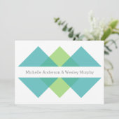 Invitation de mariage turquoise Green Geometry Tri (Debout devant)