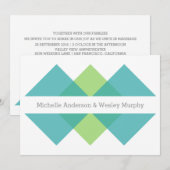 Invitation de mariage turquoise Green Geometry Tri (Devant / Derrière)