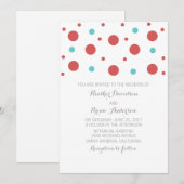 Invitation de mariage Turquoise rouge Confetti (Devant / Derrière)