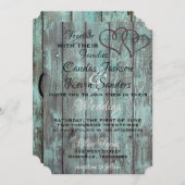 INVITATION DE MARIAGE TURQUOISE RUSTIQUE (Devant / Derrière)