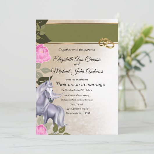 Invitation de mariage Unicorn (Debout devant)