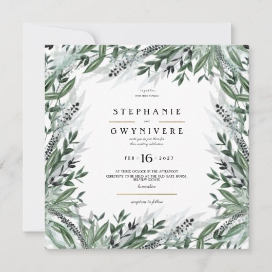 Invitation de mariage verdoyante (Devant)