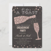 Invitation de mariage verre à vin diamant or rose (Devant)