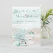 Invitation de mariage vert Dream Shore Beach (Debout devant)