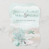 Invitation de mariage vert Dream Shore Beach (Devant / Derrière)