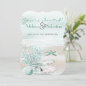 Invitation de mariage vert Dream Shore Beach (Debout devant)