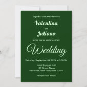 Invitation de mariage vert foncé minimaliste (Devant)