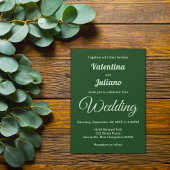 Invitation de mariage vert foncé minimaliste