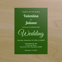 Invitation de mariage vert foncé minimaliste