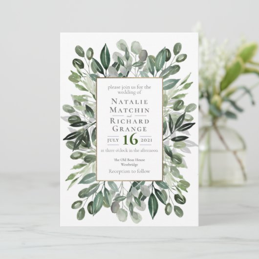 Invitation de mariage vert, invitation (Debout devant)