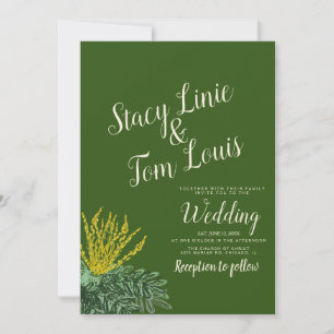 Invitation de mariage verte arbustive Mahonia bota