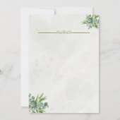 Invitation de mariage verte, avec titre doré fixe (Dos)