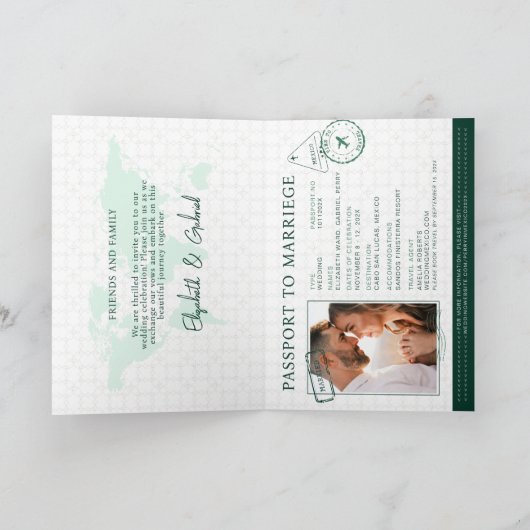 Invitation de mariage verte Emelard Destination de (Intérieur)