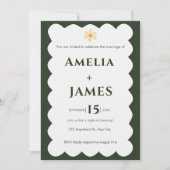 Invitation de mariage verte moderne ondulée (Devant)