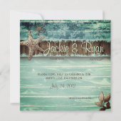 Invitation de mariage verte plage coquillages (Dos)