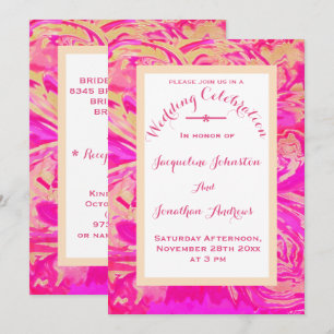 Invitation de mariage vibrante aquarelle rose et o