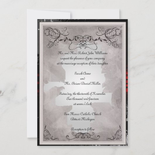 Invitation de mariage victorienne (Dos)