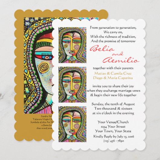 Invitation de mariage Vierge de Guadalupe MIRACLES (Devant / Derrière)