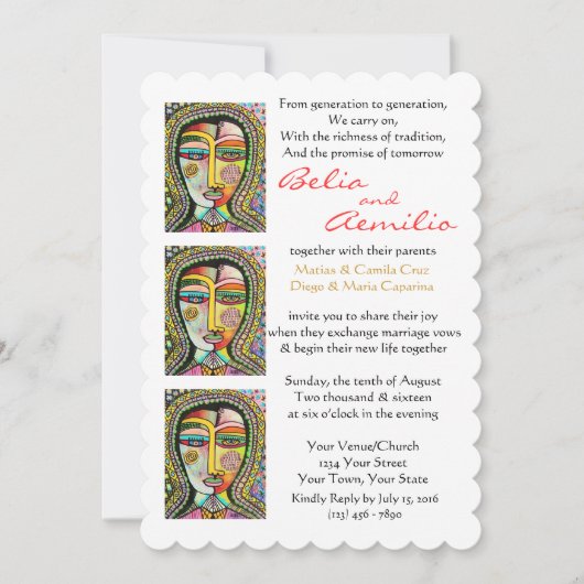 Invitation de mariage Vierge de Guadalupe MIRACLES (Devant)