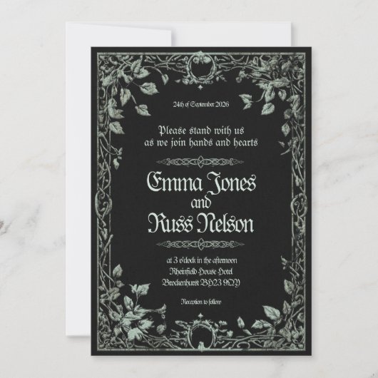 Invitation de mariage viking norrois sombre (Devant)