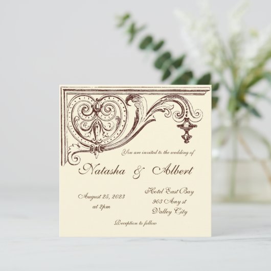 Invitation de mariage Vintage (Debout devant)