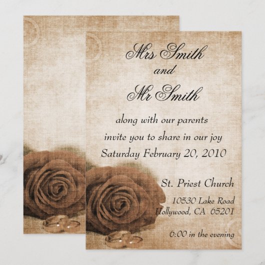 Invitation de mariage vintage (Devant / Derrière)