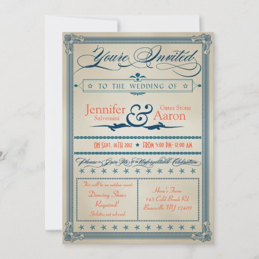 Invitation de mariage vintage (Devant)