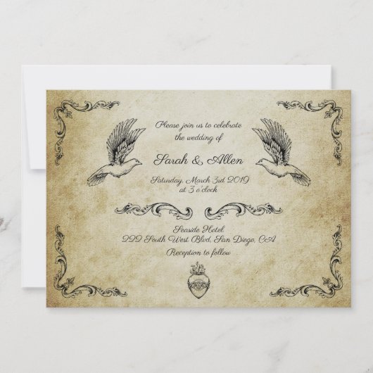 Invitation de mariage Vintage (Devant)
