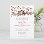 Invitation de mariage vintage 5 x 7 Mésanges (Debout devant)