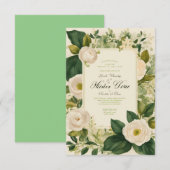 Invitation de mariage vintage aux fleurs blanches (Devant / Derrière)