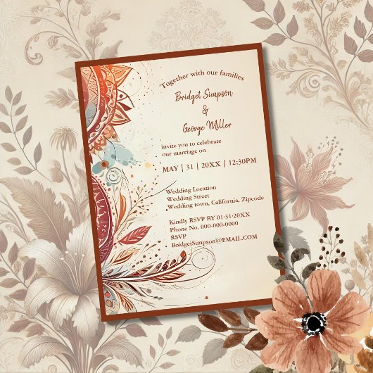 invitation de mariage vintage beige